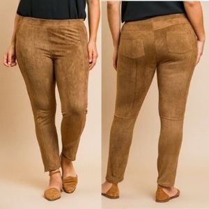 Plus size suede skinny stretch pants leggings